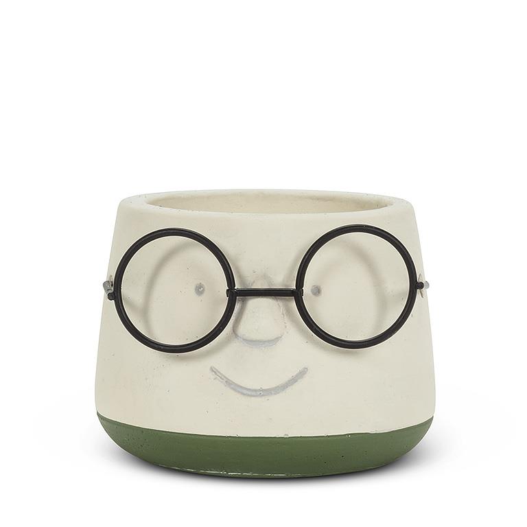 Cute Face with Glasses Plant Pot