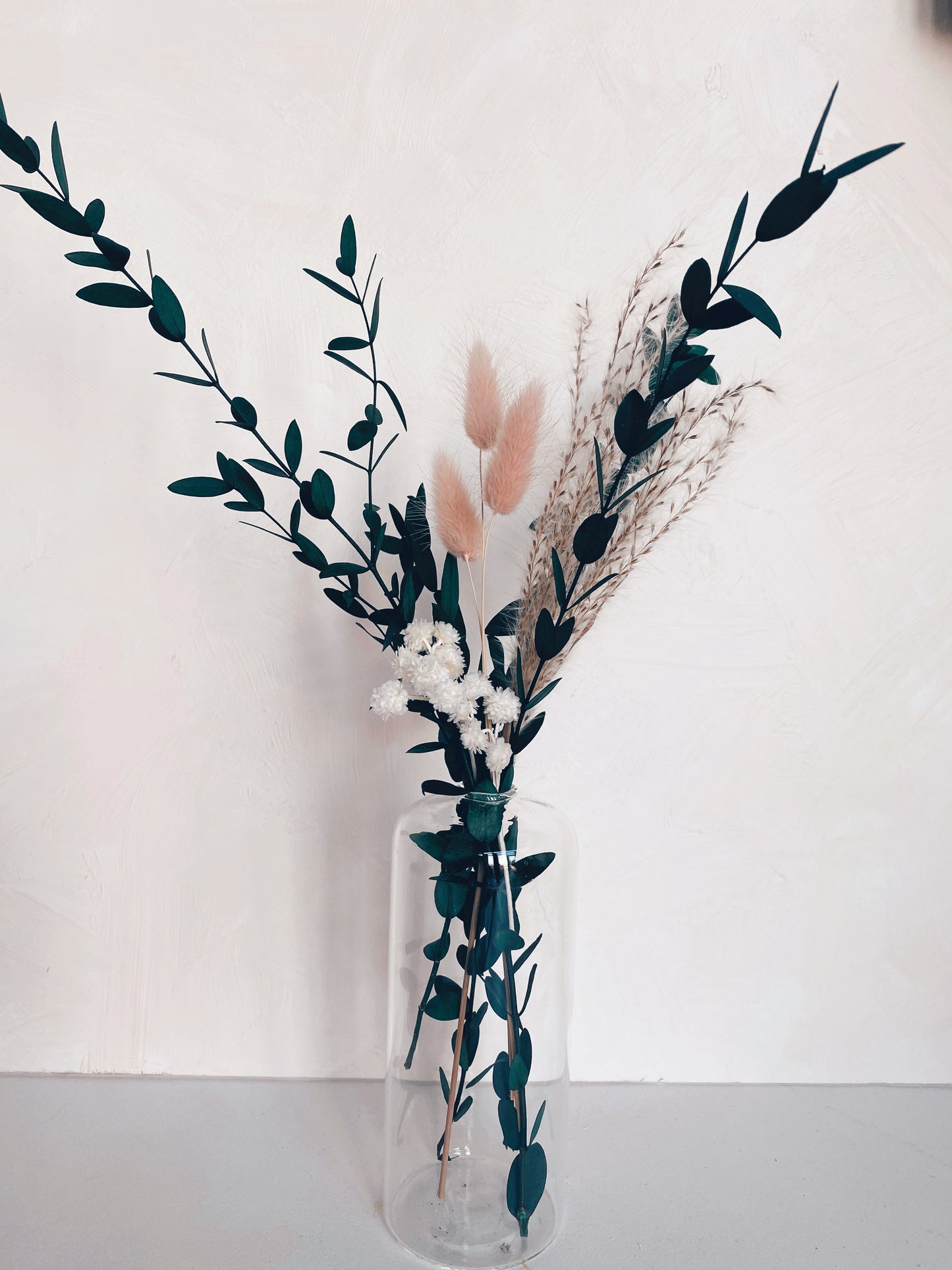 Dried Flower Arrangement in Glass Bud Vase